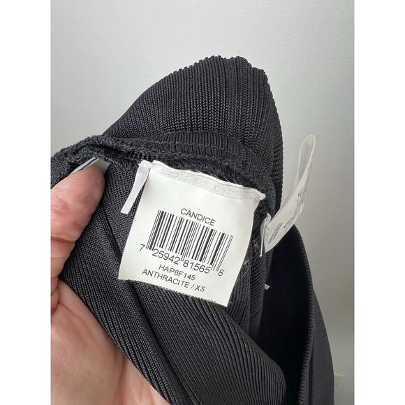 Herve Leger Long Sleeve Sequin Bandage Dress Size XS Candice Off Shoulder Gray - Picture 9 of 12